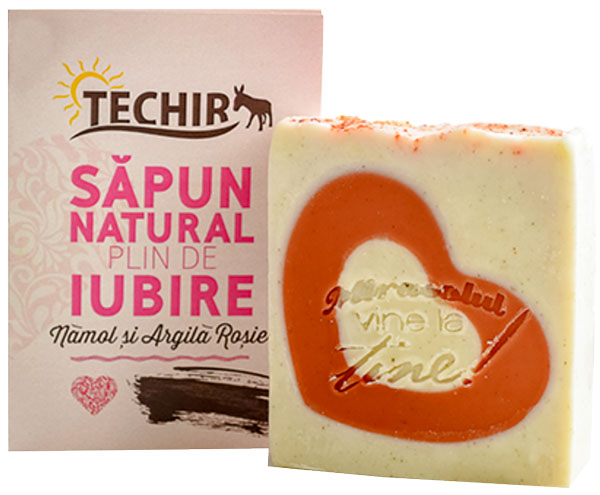 Natural moisturizing bar soap with mud and red clay "full of love" - Techir - 120 gr