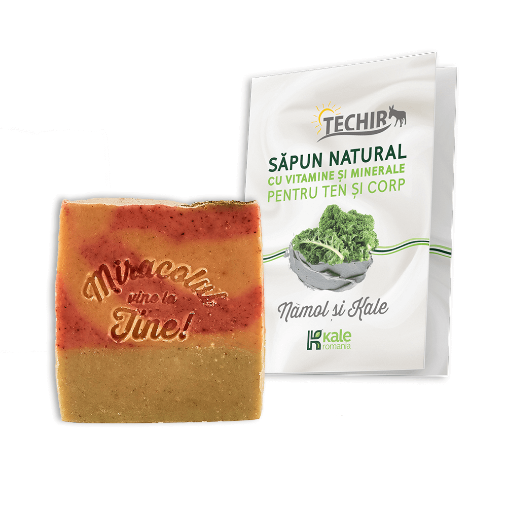 Natural soap with minerals and vitamins: mud + kale for face and body - Techir - 120 gr