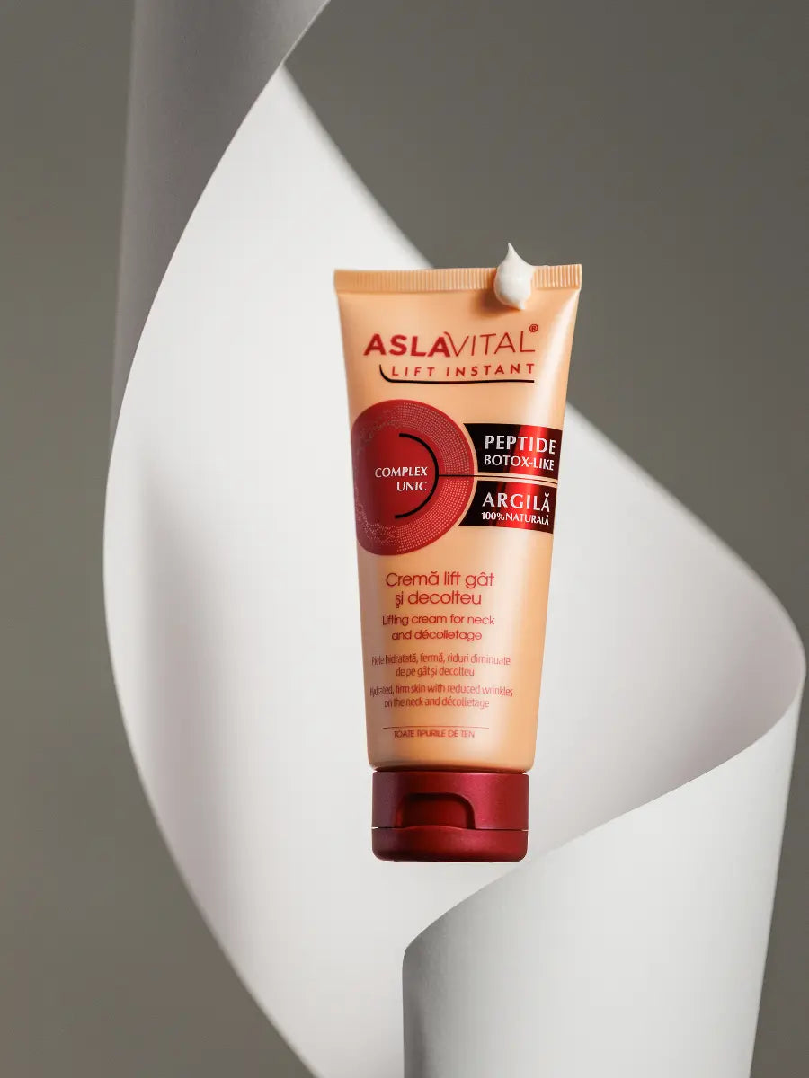 Aslavital Lift Instant Neck & Decolletage Firming Cream with Argireline™ Peptide & Natural Clay – Anti-Aging Tensor Lift for Wrinkles & Sagging Skin, 100 ml