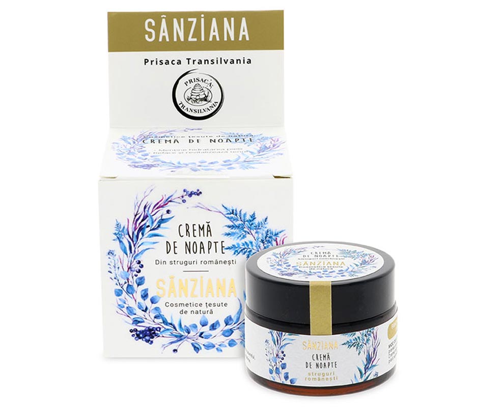 Night face cream - "Sanziana" with Romanian Grapes and rich in natural antioxidants - Prisaca Transilvania - 30 ml