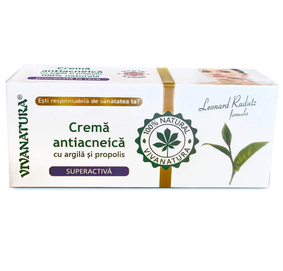 Overactive acne cream with clay and propolis - VIVA NATURA - 20 ml