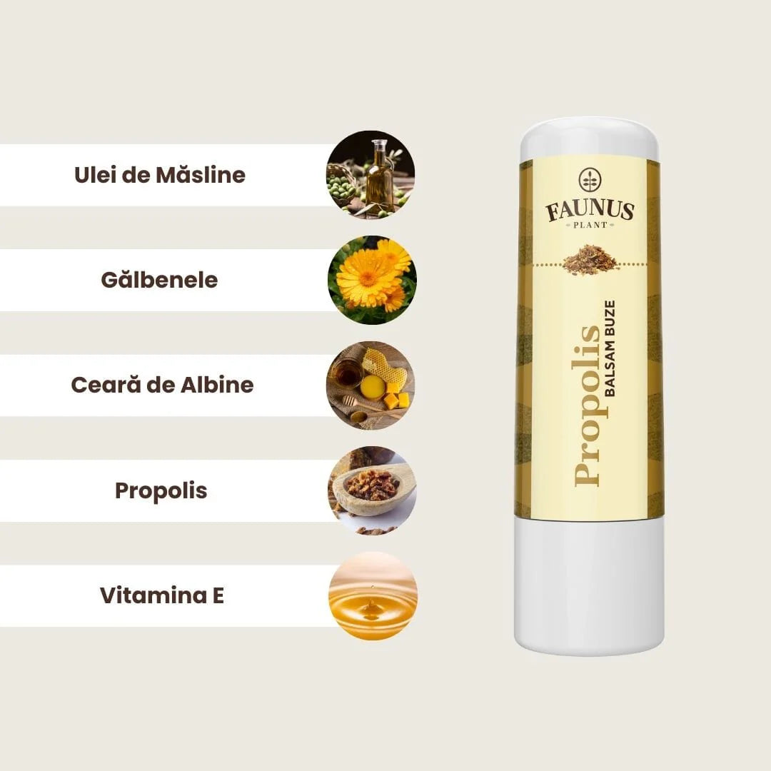 Propolis Lip Balm - Protects, moisturizes and softens the lips in a natural way - Faunus Plant - 5ml