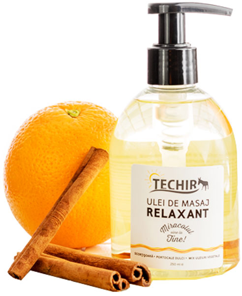 Relax Therapeutic Body Massage Oil , orange & cinnamon - Techir - 250 ml
