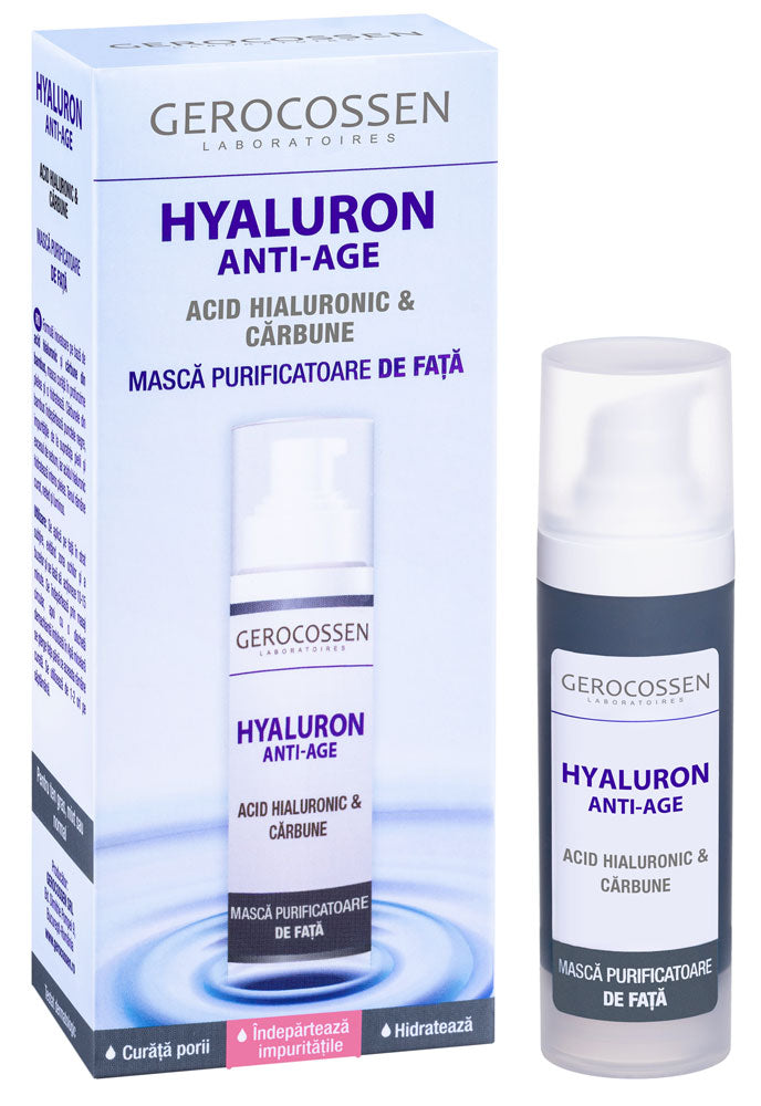 Mască facială revitalizantă cu acid hialuronic pur și cărbune de bambus - Hyaluron Anti-Age - Gerocossen - 30 ml
