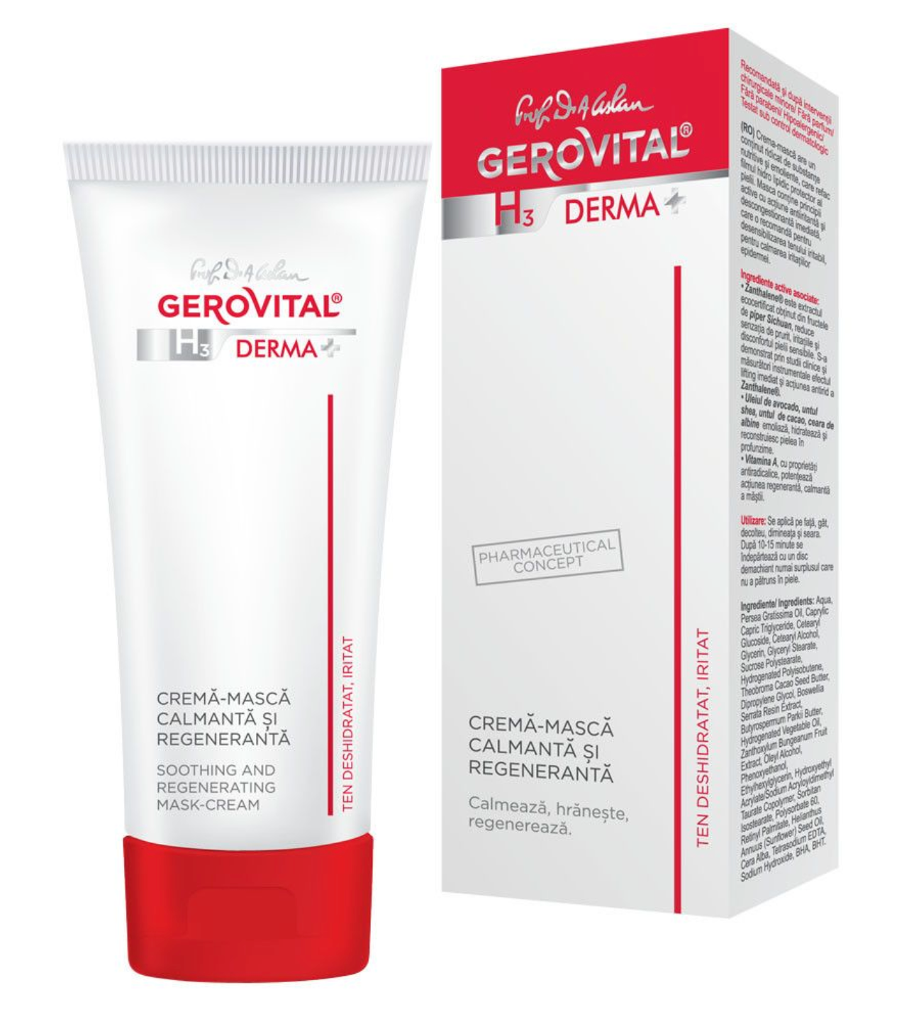 Soothing and Regenerating Mask-cream - Gerovital H3 Derma+ - 50 ml