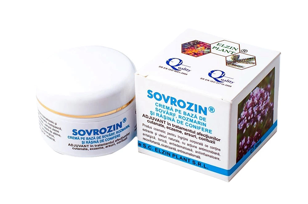 Sovrozin Treatment cream for skin conditions, eczema, burns, contusions, Elzin Plant, 50 ml