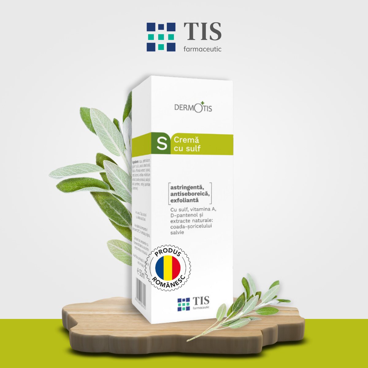 Crema cu sulf îndepărtează scuamele seboreice ale pielii - Dermotis - 50 ml