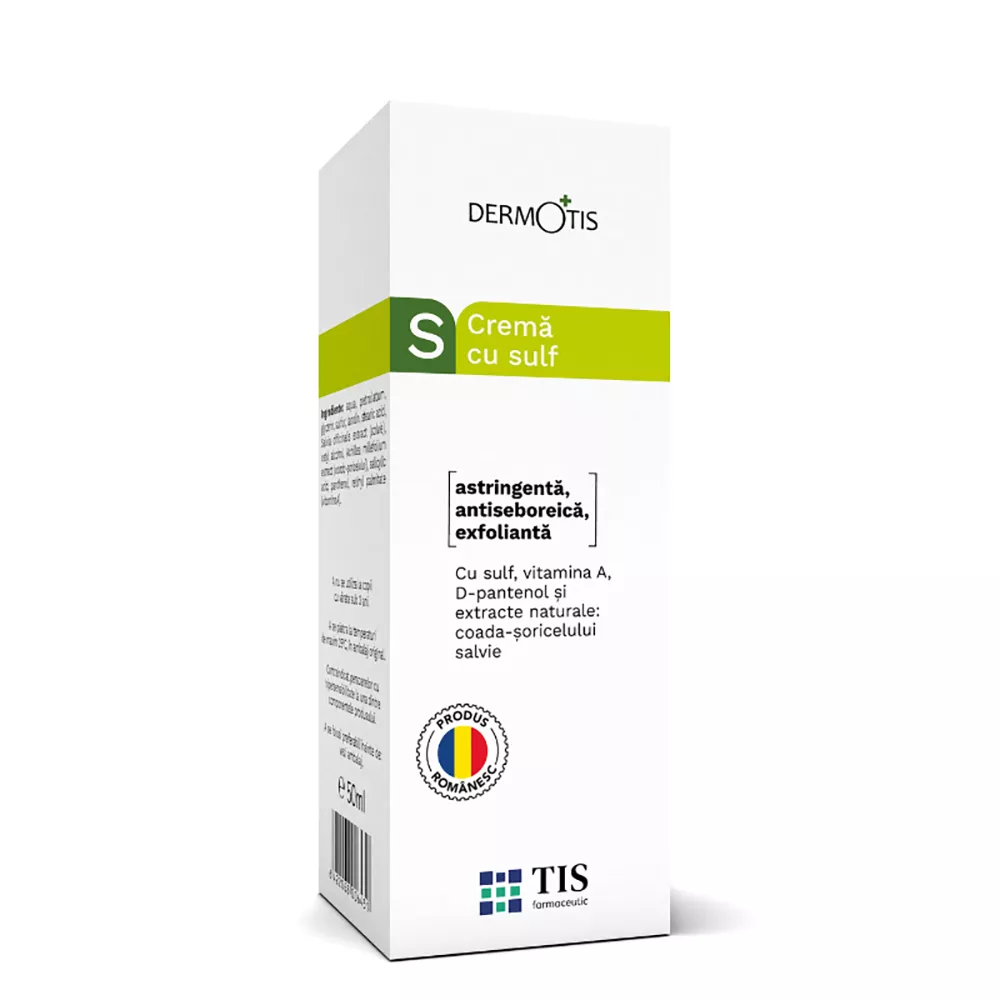 Crema cu sulf îndepărtează scuamele seboreice ale pielii - Dermotis - 50 ml