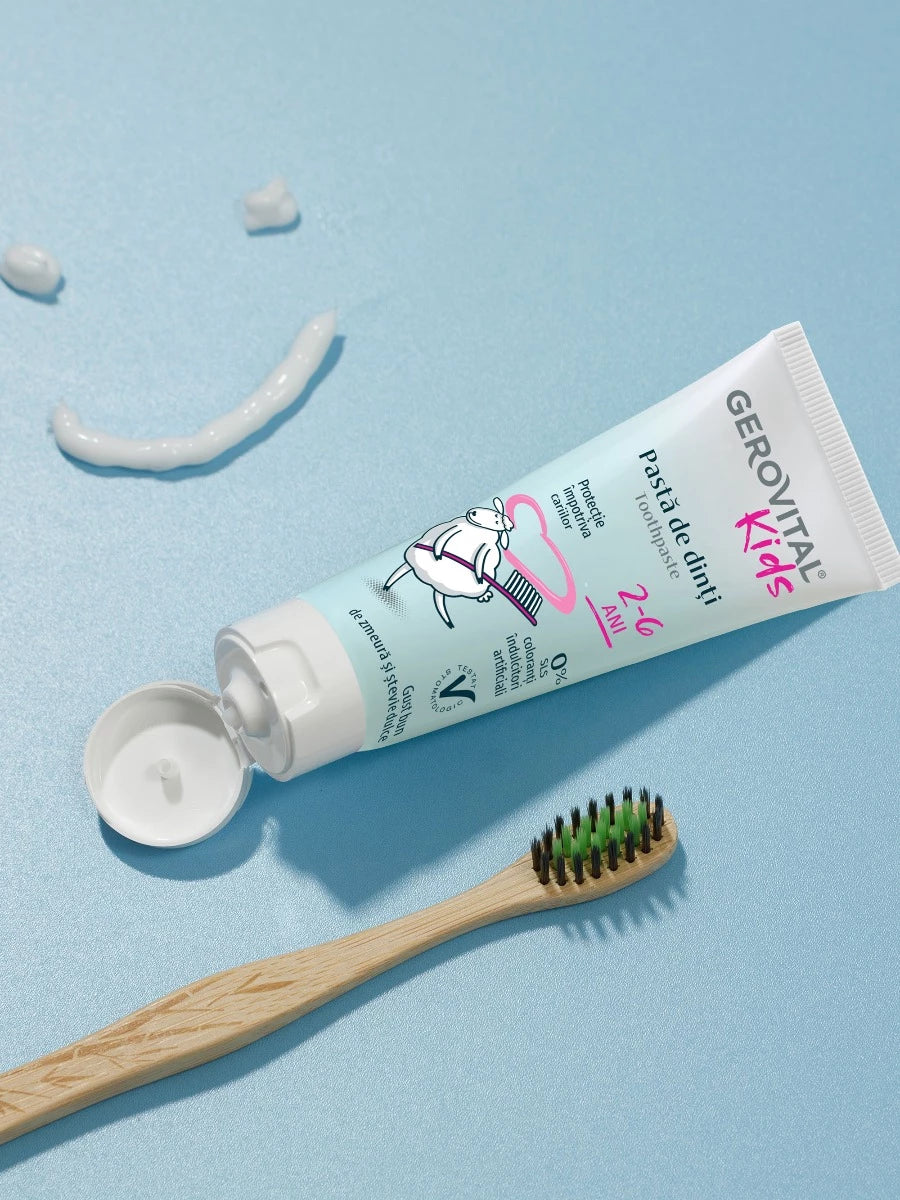 Toothpaste for children, raspberry & sweet stevia, Gerovital Kids, 50 ml