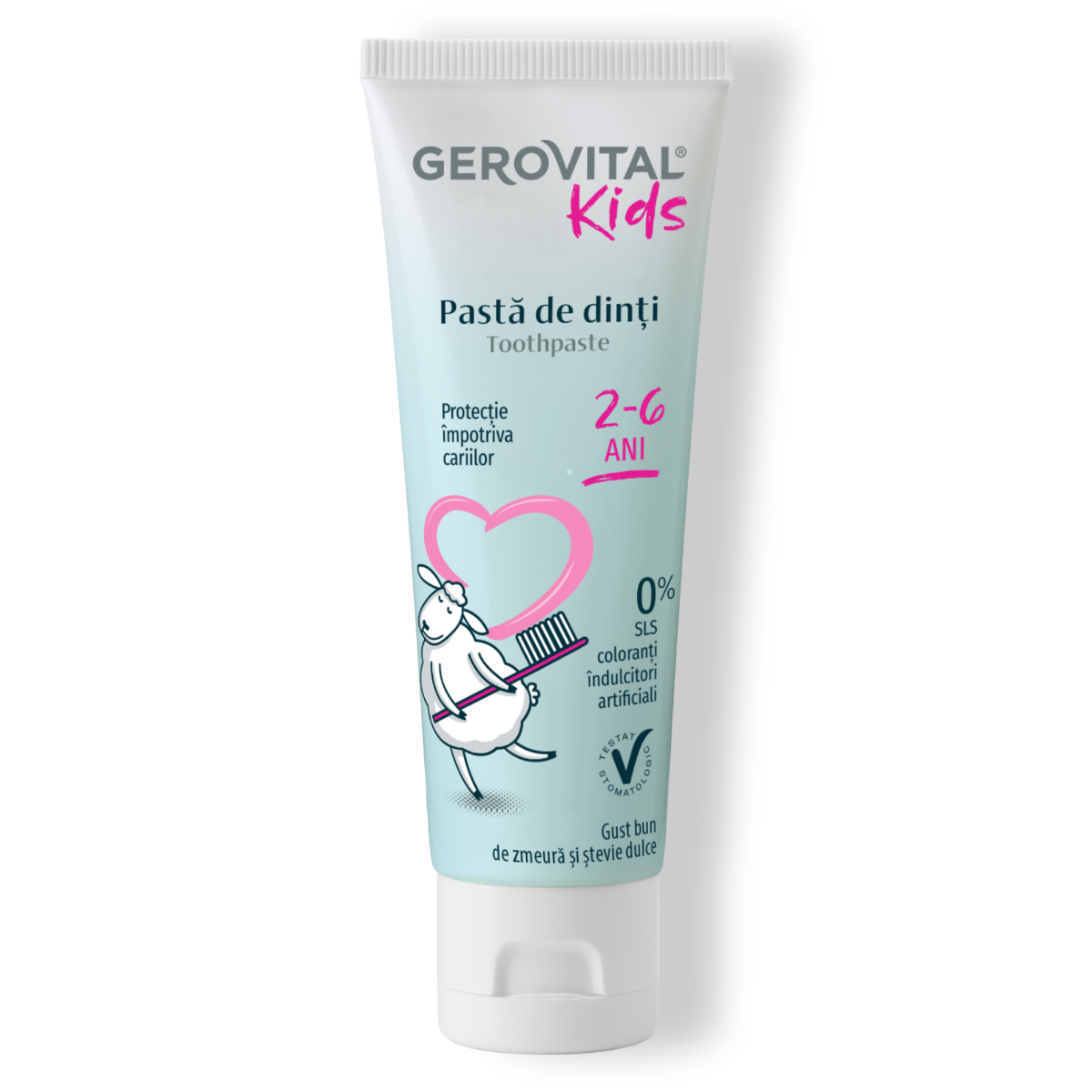 Toothpaste for children, raspberry & sweet stevia, Gerovital Kids, 50 ml