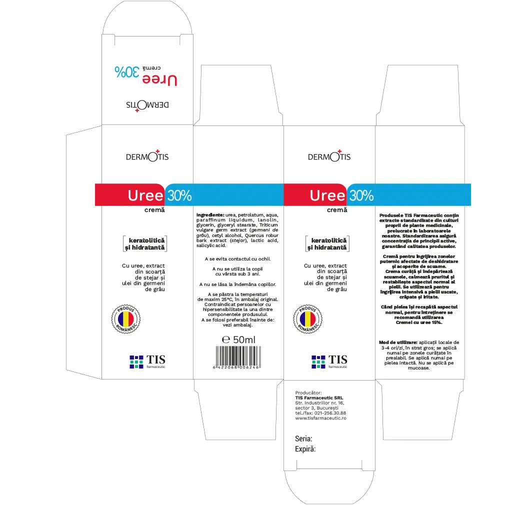 Urea 30% Cream for Dry, Cracked, and Irritated Skin, DermoTis, 50 ml