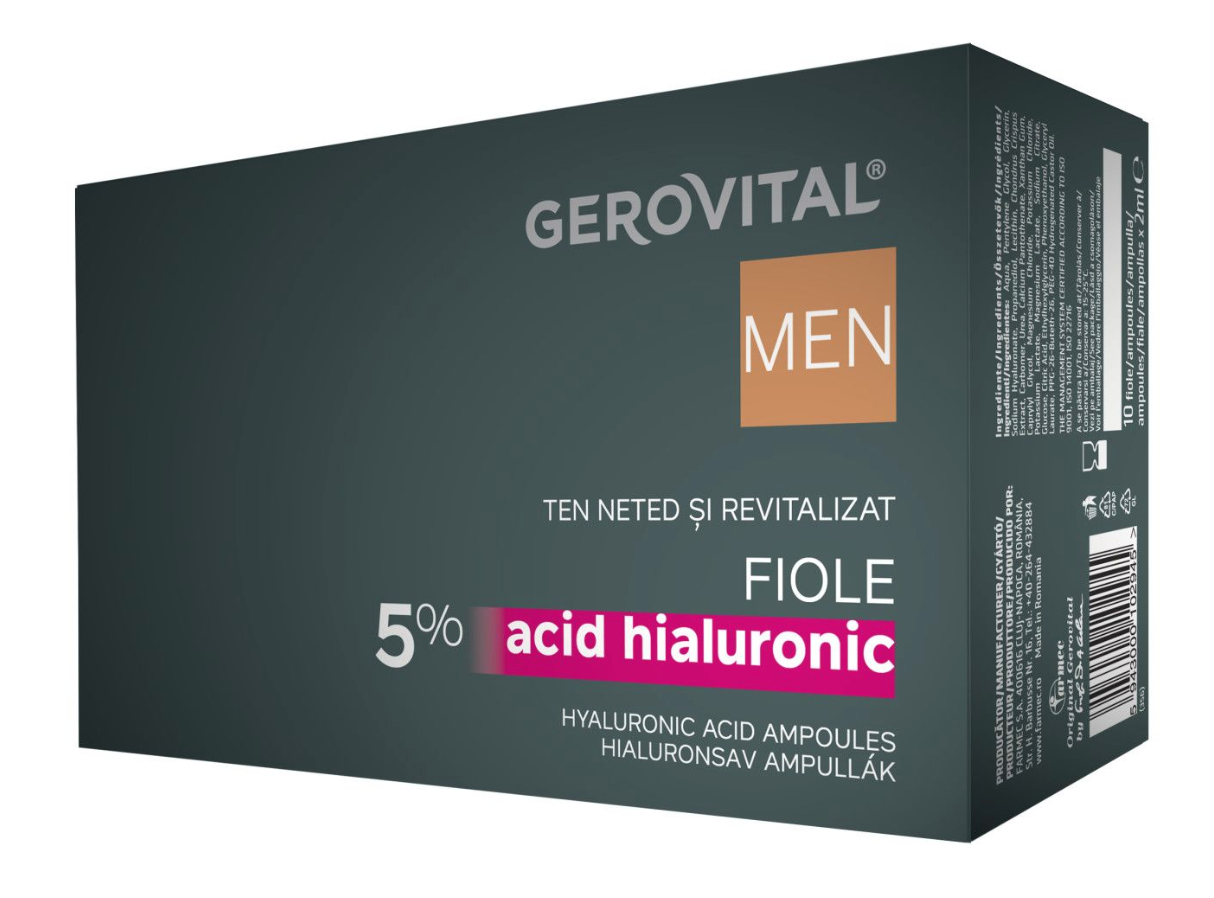 Vials with 5% Hyaluronic Acid - Gerovital Men - 10 vials x 2 ml