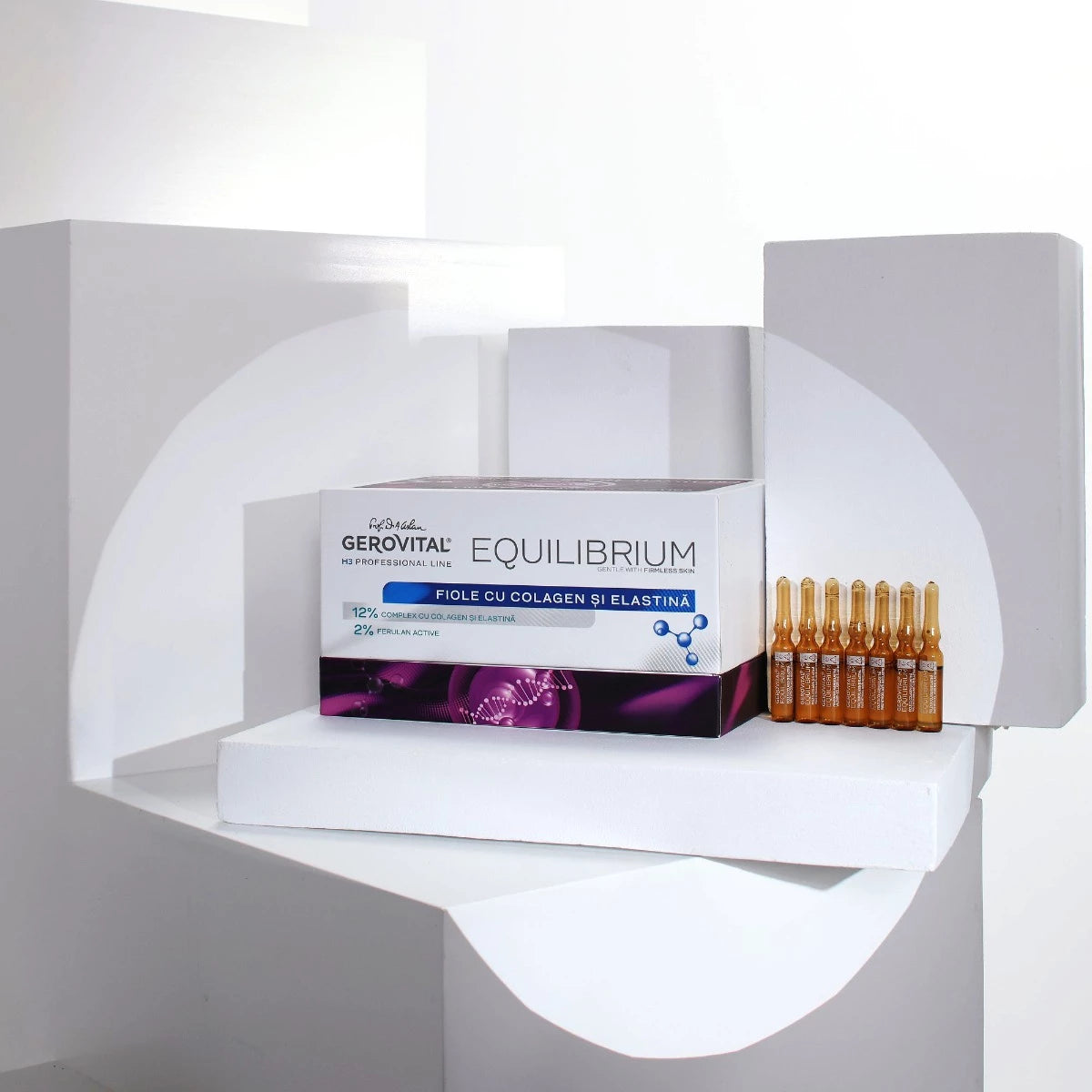 Fiole cu Colagen și Elastină 12% - Gerovital Equilibrium - 20 fiole x 2 ml