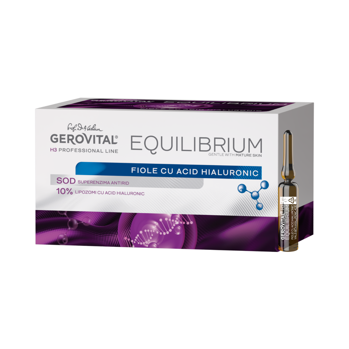 Flacoane cu acid hialuronic 10% - Gerovital Equilibrium - 20 flacoane x 2 ml