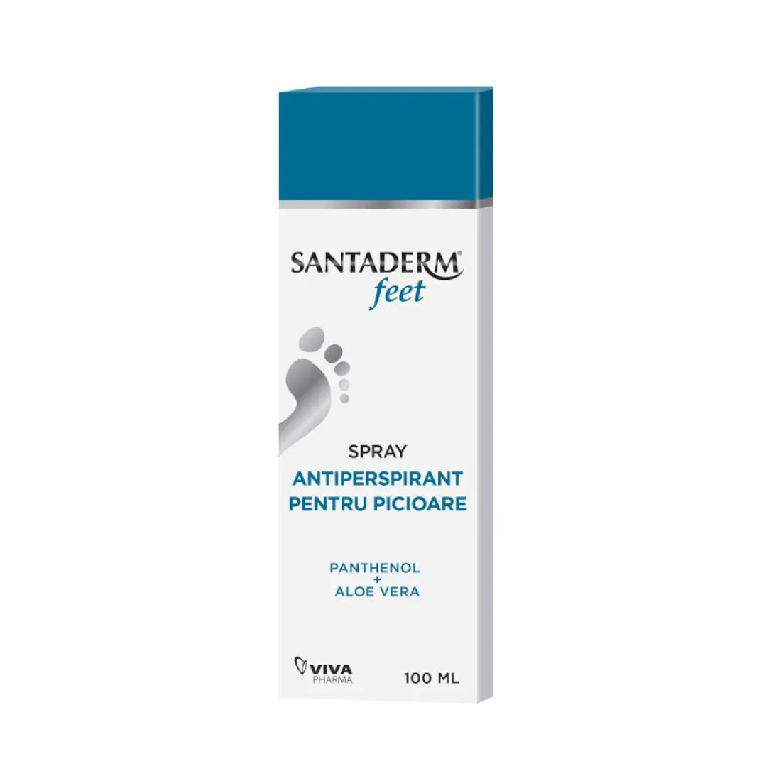 Viva Pharma Santaderm 4Feet Antifungal Foot & Nail Spray – Climbazole & Tea Tree Oil Treatment for Athlete's Foot, Odor Control & Antibacterial Protection, 100 ml