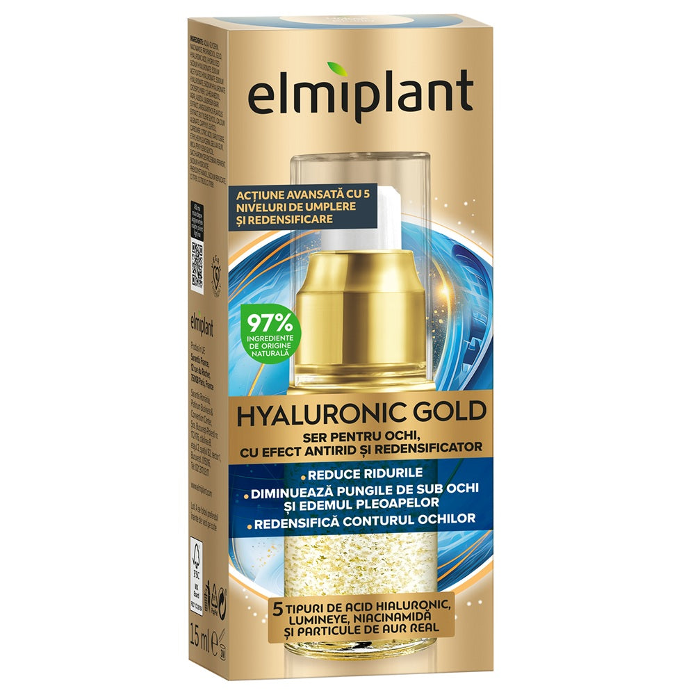 Elmiplant Hyaluronic Gold Eye Contour Serum, 15 ml